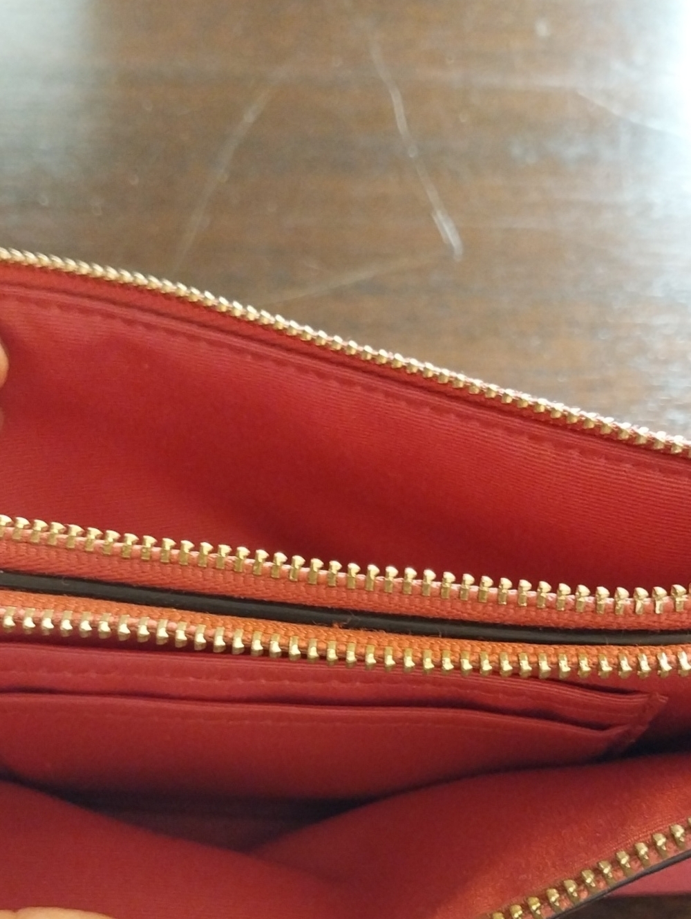 Coach Pebbled Leather Wristlet Wallet - Pinkish Red, Gently Loved - Picture 4 of 9